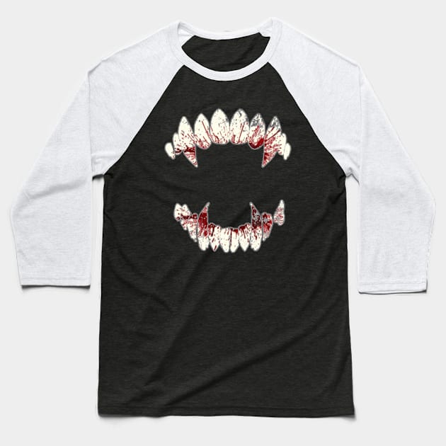 With Teeth Baseball T-Shirt by Evidence of the Machine